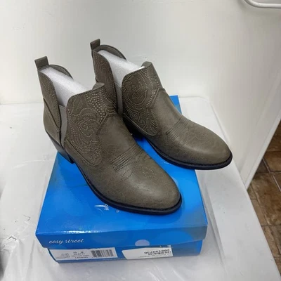 NUEVO 10 Easy Street Legend Gris/Verde Repujado Western Botines Vaquera 9.5 Foto 1 de 4