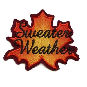 Sweater Weather Leaf Patch Fall Cozy Season Embroidered Iron On - Picture 1 of 2