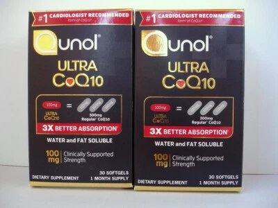 Qunol Ultra CoQ10 100 mg Salud Vascular Corazón Lote de 2 SELLADOS CADUCIDAD 27/11 4/28 Foto 1 de 4