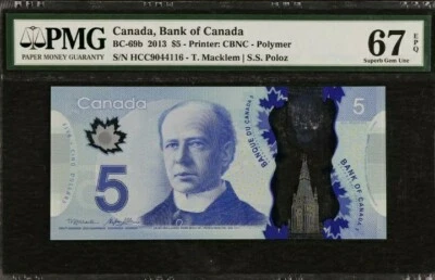 2013 Canada $5 Dollars PMG67 EPQ SUPERB GEM UNC 'Polymer' <BC-69b> - Image 1 of 2