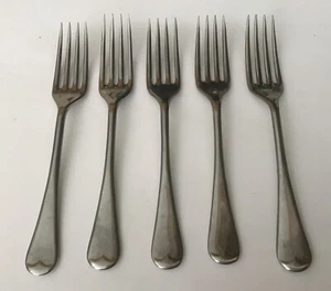 Vintage 5 Walker & Hall Firth Staybrite 16.5cm Old English Dessert Forks Cutlery - Picture 1 of 6