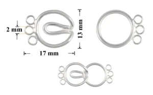 Sterling Silver 925 Clasp Connector 17x13mm with 3 Loops for Jewelry Making - Picture 1 of 1