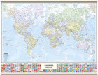 Carta GEOGRAFICA MURALE "MONDO CON BANDIERE "63 X 50 cm BELLETTI cartina murale