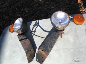 Vintage DIETZ Snow Plow Light Set with Brackets Dodge GMC Ford Chevy Studebaker - Picture 1 of 12