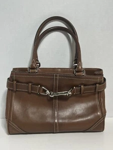 🔥 COACH Satchel Hamptons Whiskey Brown Leather Footed Handbag F11199 - Picture 1 of 20