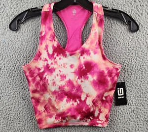 ID Ideology Tie-Dye Longline Bra Big Girls L Pink Shock Scoop Neck Racerback~ - Picture 1 of 13