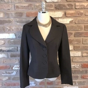 Blazer ANN TAYLOR Mujer Marrón Oscuro Tejido Texturizado 3 Botones 6 NUEVO - Imagen 1 de 6