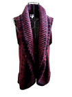 KEREN HART Women?s Double Shawl Collar Sweater Vest in Red & Black Acrylic SZ XL