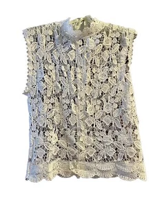 Chance or Fate weißes ärmelloses Häkelspitzentop mit Blumenmuster Größe Large - Bild 1 von 12