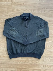 Red Head Brand Mens Green Thick Elbow Patch Knit Pullover 1/4 Zip Sweater Sz XXL - Picture 1 of 5