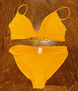 No Boundaries NoBo Bikini Set Swimsuit Juniors Small Top Medium Bottom Gold - Picture 1 of 11