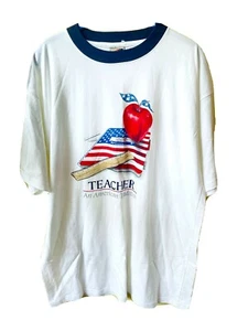 NWOT Teacher An American Tradition Tee Shirt Sz Large White Unisex Short Sleeve - Picture 1 of 5