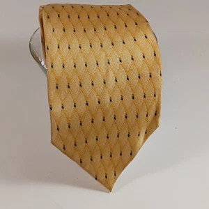 Corbata de seda para hombre Neo Bill Blass amarilla pequeños puntos azules geométricos - Imagen 1 de 6