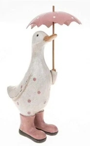 Joe Davies Pink Spotty Duck With Umbrella Ornament - Lovely New Home Gift Idea - Picture 1 of 1