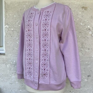 Cárdigan Sudadera Vintage Años 90 Mujer Mediana Rubor Rosa Corazones Flores Mamá - Imagen 1 de 16