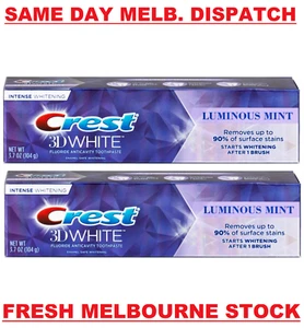 Crest 2 x 104g Pack 3D White Luminous Mint Teeth Whitening Toothpaste BRAND NEW - Picture 1 of 7