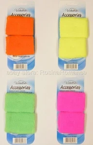 2 Coloured Sweatbands Wristbands Rave 80s Disco Clubwear Fancy Dress Accessories - Picture 1 of 1
