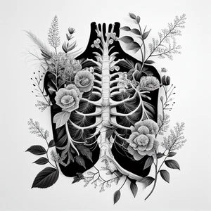 Canvas Art Abstract Black White Flower Ribcage  Wall Picture Poster Print - Picture 1 of 22