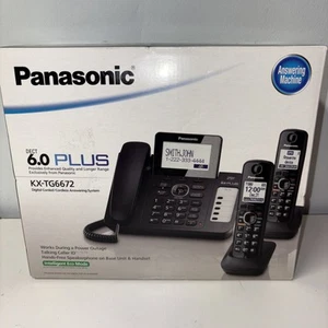 Panasonic KX-TG6672 1.9 GHz Dual Handsets Single Line Corded Cordless Phone NEW - Zdjęcie 1 z 6