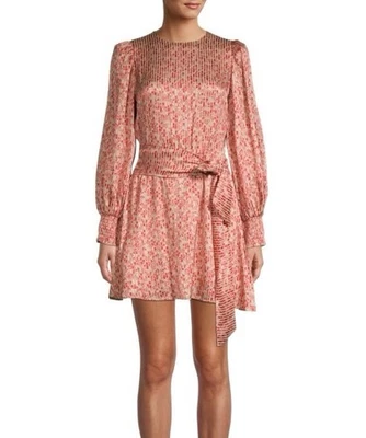 ALICE + OLIVIA Stacey Bendet Molli Floral Belted Mini Dress $495 Size 10 Red Tan - Image 1 of 4