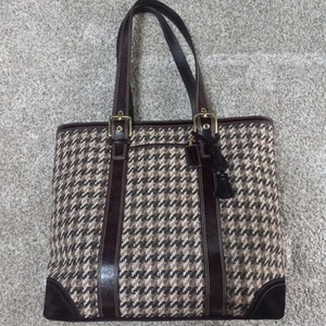 Bolso de Mano Coach F10199 Grande Legacy Marrón Pata de Gallo con Borde de Cuero y Gamuza - Imagen 1 de 10