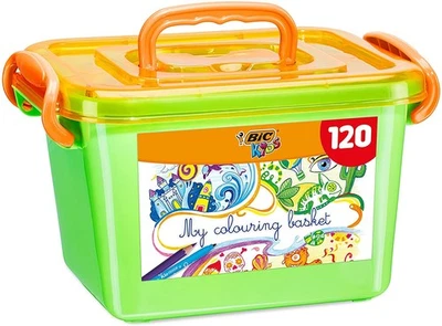 BIC Kids Stifte Set: 60 Filzstifte & 60 Buntstifte zum Malen, 120er Malkiste - Bild 1 von 3