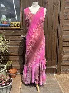 Y2k 2000s Pink Ombré Fairycore Beaded Maxi Evening Festival Boho Dress - Picture 1 of 8