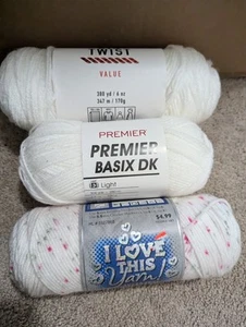 Lot Of Three Skeins Of White Yarn New ! - Picture 1 of 3