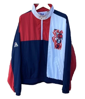 Vintage FILA USA Flag Windbreaker Jacket Colorblock Red White Blue Men Size 2XL - Image 1 of 4