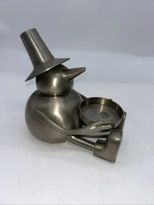 Very Heavy Nickel Over Brass Eddie Bauer Snowman Votive Candle - Picture 1 of 5