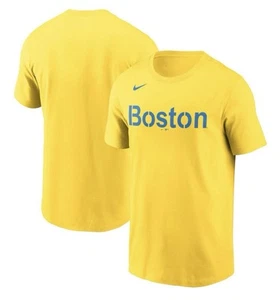 Nike Boston Red Sox Baseball Herren City Connect Wordmark T-Shirt Gelb Gr. XL - Bild 1 von 4