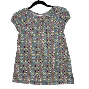 Hanna Andersson Size 130 US 8 Dress Floral Button Detail Cotton Puff Sleeve - Picture 1 of 13