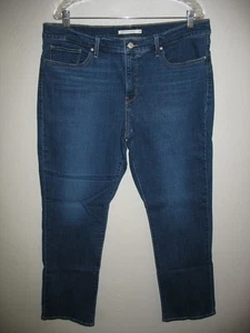 Womens Levi's 314 Shaping Straight Leg Sz 34 Dark Stretch Denim Blue Jeans - Picture 1 of 11