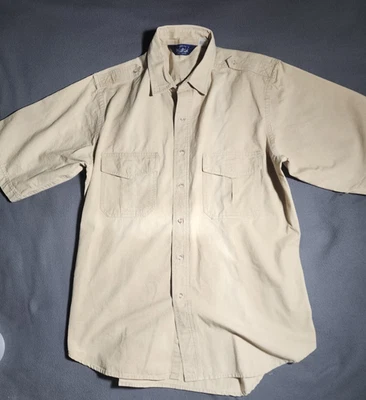 Woolrich Shirt Mens Large Khaki Tan Cotton Pocket Military Outdoor Button Up VTG - Image 1 of 4