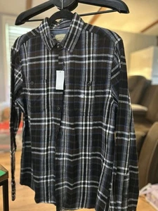 Neu mit Etikett Sears and Roebuck Flanellhemd Medium weiß, grau und schwarz kariert Vintage - Bild 1 von 2