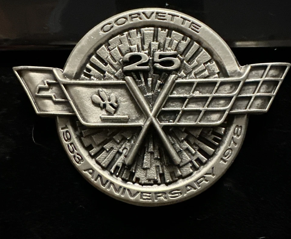 Hebilla de cinturón de peltre chevy corvette 1978 vintage 25 aniversario Foto 1 de 4