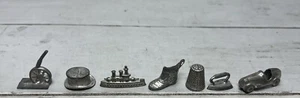 Vintage Monopoly 7 Replacement Tokens Iron Ship Thimble Boot Car Plow Hat - Picture 1 of 9