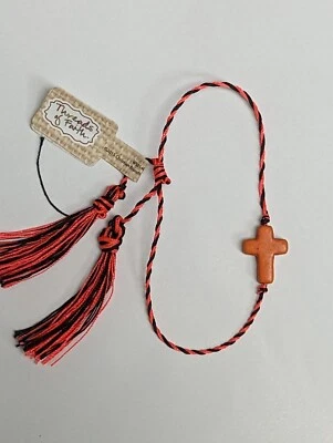 Niños Adolescentes NARANJA Cruz Ajustable Nylon Pulsera HILOS DE FE Niños Foto 1 de 2