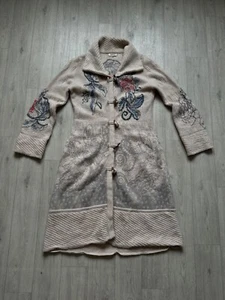 Ivko White Flower Wool Coat Jacket Button Up Size 36 S-M - Picture 1 of 20