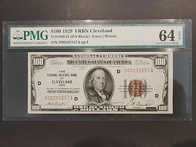 1929 $100 FRBN CLEVELAND FR#1890-D PMG 64 EPQ - Image 1 of 4