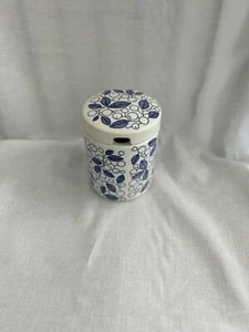 Arabia  Made in Finland Blue & White Cherry Design  Covered Condiment / Jam Jar - Picture 1 of 6