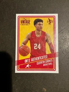 2021 Onyx Vintage Basketball Quentin Grimes Base Card Philadelphia 76ers - Picture 1 of 2