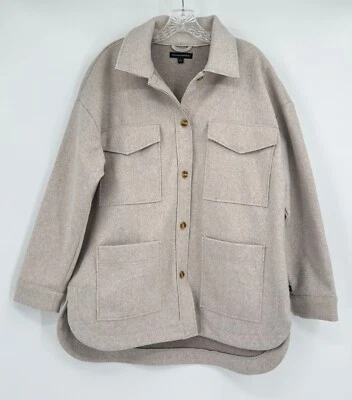 Banana Republic Womens Gray Collared Long Sleeve Button Shacket Sz L - Image 1 of 4