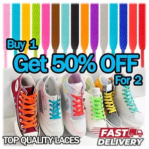 Flat Trainers Boot Shoe Laces Pair Colour Quality Ties Short Long Kids Adult UK - Picture 1 of 52