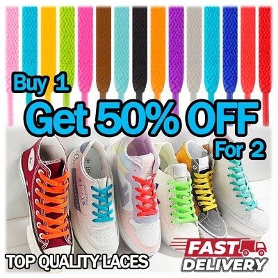 Flat Trainers Boot Shoe Laces Pair Colour Quality Ties Short Long Kids Adult UK - Image 1 of 4