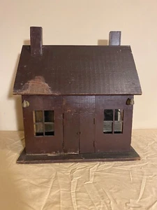 Antique Folk Art Cabin Doll House Vintage Wooden Toy Electric Lights au-51 - Picture 1 of 17