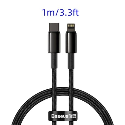 Baseus 20W PD Type C to iPhone Fast Charging Cable For iPhone 14 13 12 11 Pro XR - Image 1 of 4