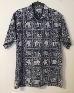 Reyn Spooner Hawaiian Shirt Mens Pullover XXL Blue Reverse Print Floral Flag - Picture 1 of 14