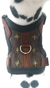 Hundegeschirr S, Softgeschirr, Brustgeschirr Kunstleder braun Halsband Chihuahua - Bild 1 von 4