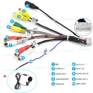 For Android Car Stereo Radio RCA In/Output AUX Cable Wire with Microphone 20P - Foto 1 di 5